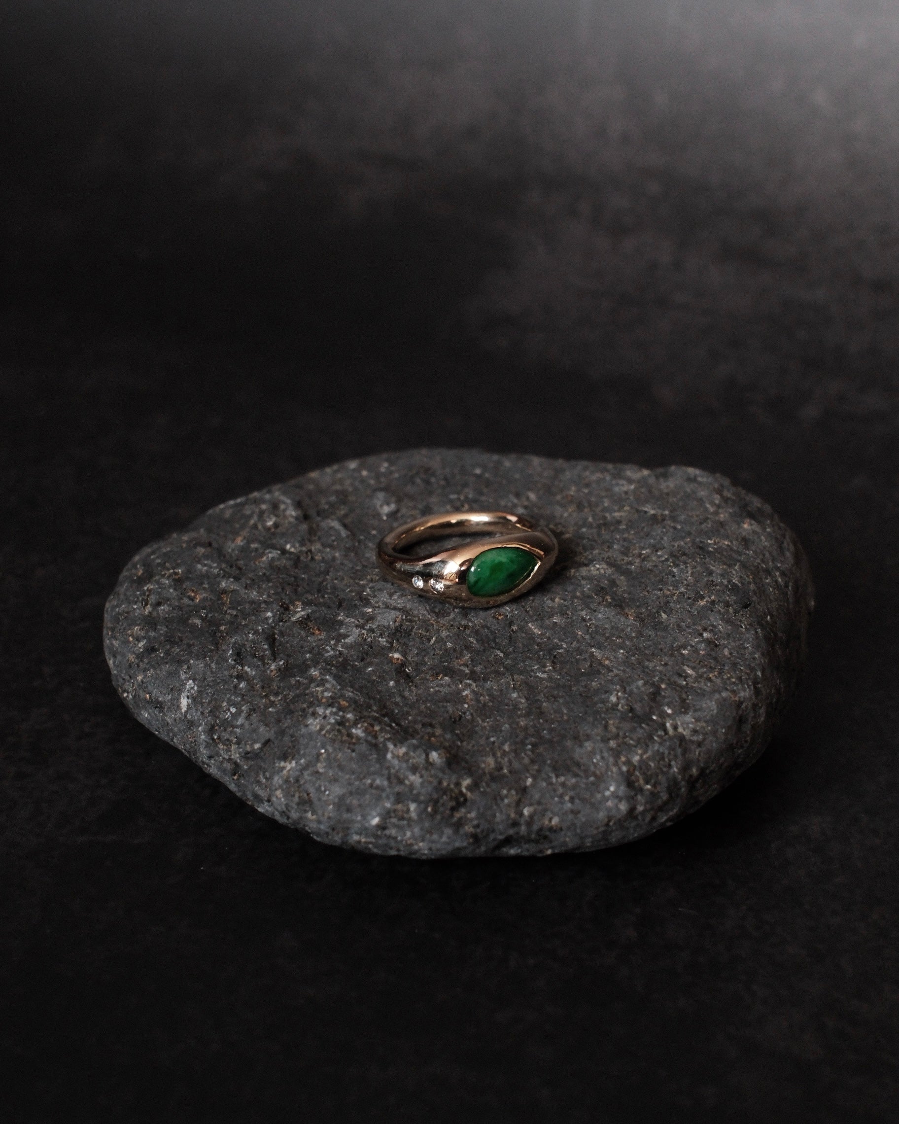 Pear and Diamond Jade Ring
