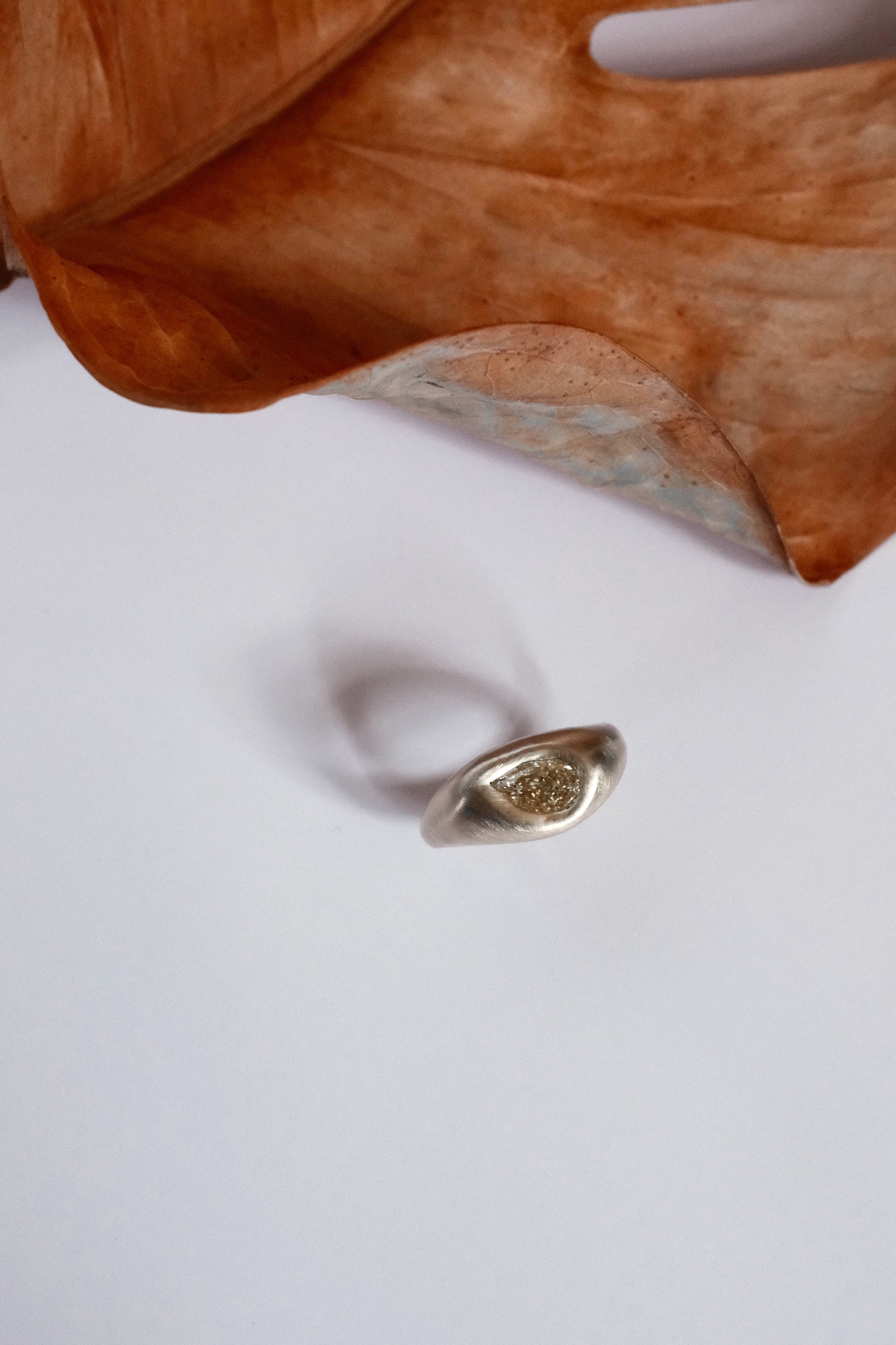 Tilted Pear Diamond Ring