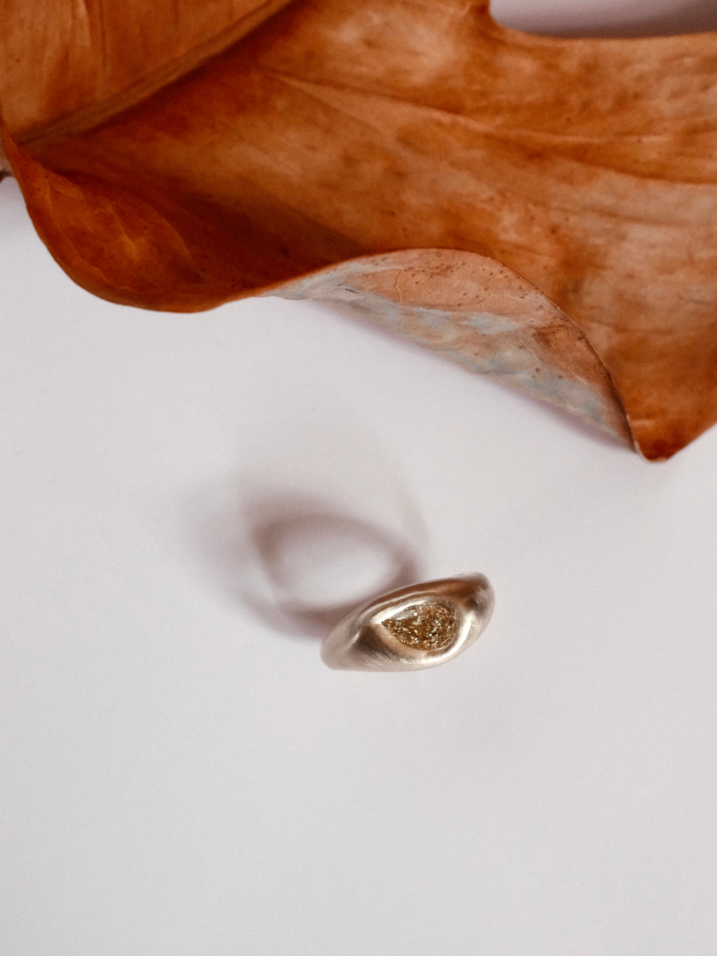 Tilted Pear Diamond Ring